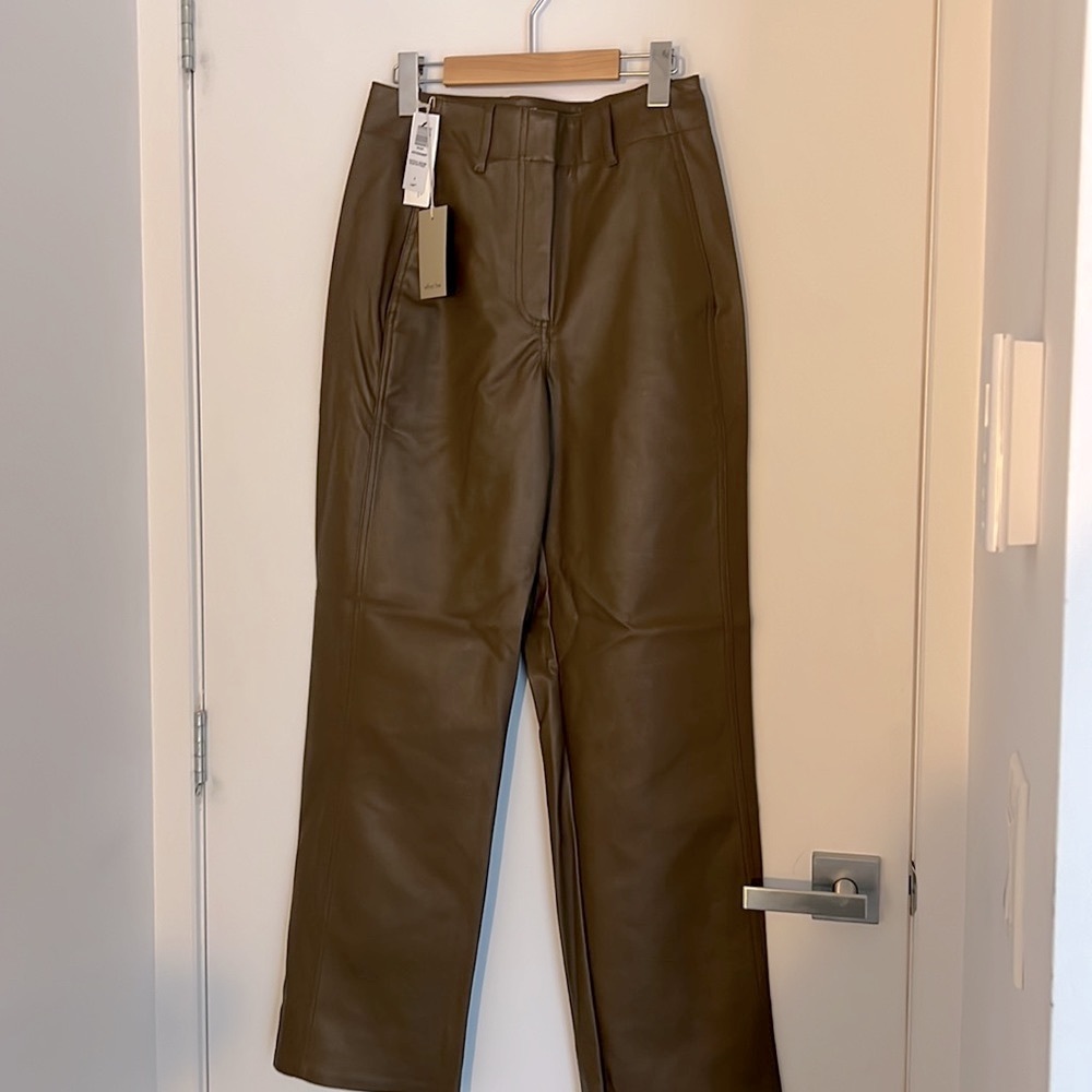 Aritzia Olive Green Straight-Leg Pants - Picture 2 of 9